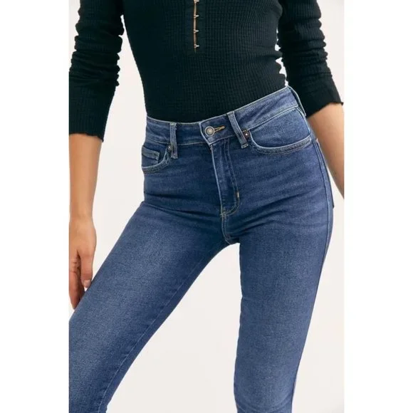 Free People Distressed High Waist Stretch Skinny Jeans Jegging - Picture 3 of 9